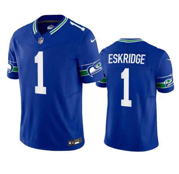 Men%27s Seattle Seahawks #1 Dee Eskridge Royal 2023 F.U.S.E. Vapor Limited Throwback Stitched Jersey Dzhi->seattle seahawks->NFL Jersey